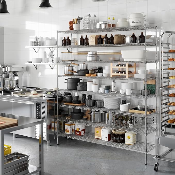 18" Deep x 72" Wide x 86" Height Wire Shelving Kit | 8-Tier | NSF Commercial Storage Rack Unit