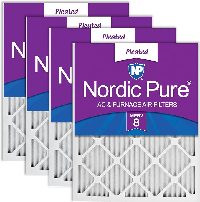 Nordic Pure 14x30x1 Pleated MERV 8 Air Filters 4 Pack