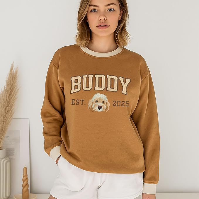 NAZENTI Personalized Dog Sweatshirt, Custom Photo Shirts, Dog Embroidered Shirt for Women, Men, Pet Lovers Gifts, Mom Gift