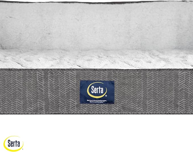 Serta Orthopedic Quilted Couch Dog Bed for Pets – Slate Gray (Small)