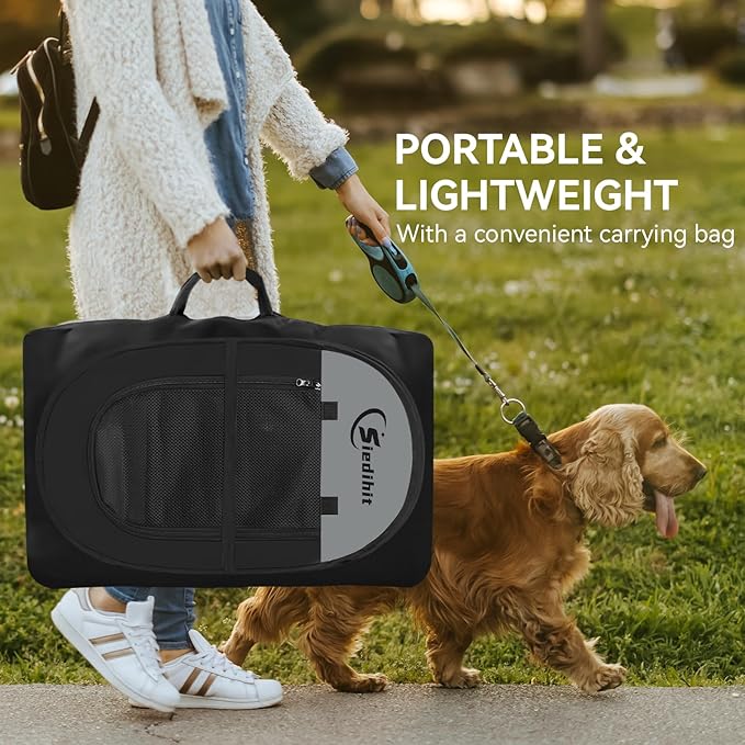 Dog Cat Playpen, Puppy Pet Playpen Indoor for Dog Crate Tent Cage Outdoor, Portable Pop Up Dogs Enclosure Kennel with Carrying Case for Dogs/Cats/Rabbits (Dark Grey, Medium)