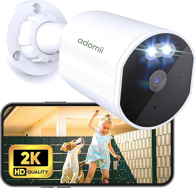 2K Security Cameras Wireless Outdoor, 33ft Night Vision, IP65 Weatherproof, 2-Way Audio Home Security WiFi Camera Motion Detector for Home Security