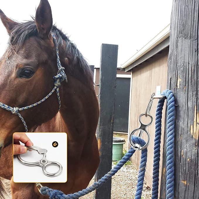 3 Pcs Horse Tie Ring,Heavy Duty Stainless Steel Tie Ring Horse Training Equipment Horse Tack and Supplies with Eye Bolt,Quick snap,Humane and Safe Tie Way