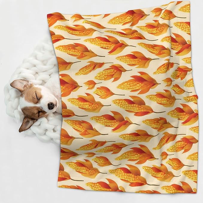 Waterproof Dog Blanket Soft Pet Blanket for Puppy Cat, Fleece Cat Throw Blankets for Furniture Bed Couch Sofa Reversible - Corn Kernels 2
