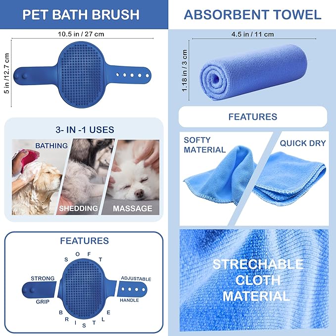 Dog Paw Cleaner for Small & Medium Dogs – Portable Paw Washer Cup with Soft Silicone Brush, Towel & Moisturizing Balm – Gently Cleans Muddy Paws After Walks (Blue, Medium)