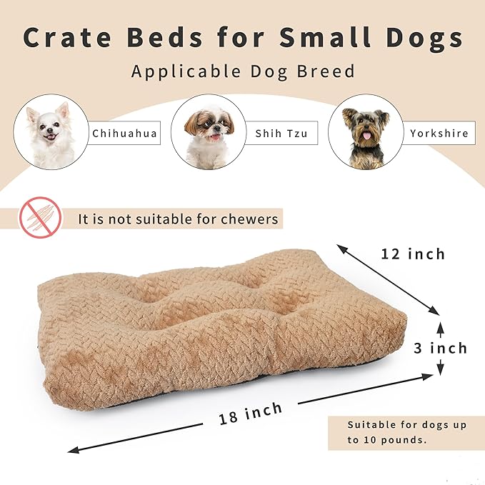 18 inch Dog Crate Bed Dog Mats for Sleeping,Up to 10 lbs Fluffy Khaki Puppy Pad XXS