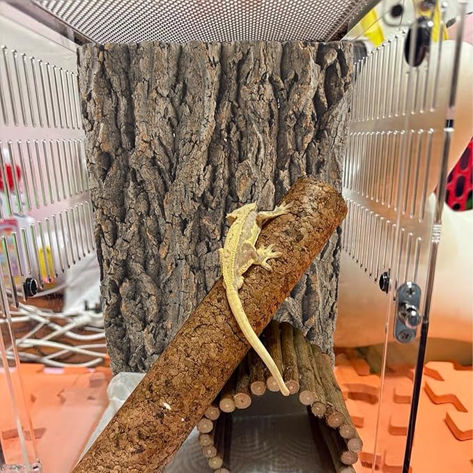 4PCS Reptile Cork Bark Mat,15.74 x 11.81 Inch Natural Cork Wood Terrarium Background Bearded Dragon Tank Bark Backdrop Wall Decor for Lizard Gecko Chameleon Tortoise Snake Spider Frog