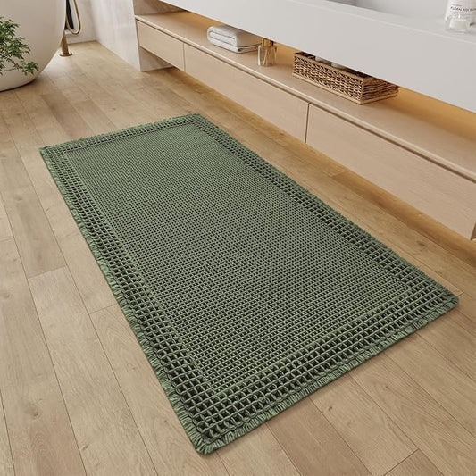 RESARE Waffle Bathroom Runner Rugs, Super Absorbent Bath Mat Non Slip Washable