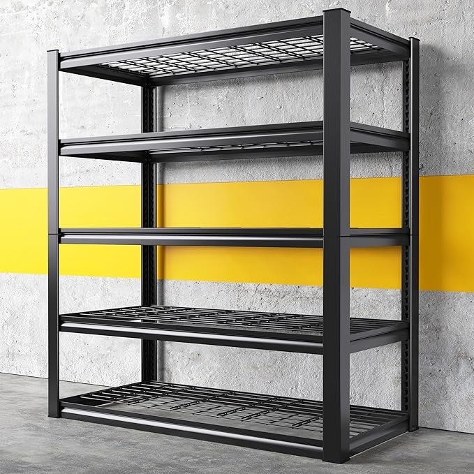 REIBII Garage Shelving 3000LBS, Heavy Duty Storage Shelves, Adjustable Industrial Metal Shelving Unit for Garage, Basement, Pantry, Warehouse,Commercial, 36" W x 16" D x 72" H