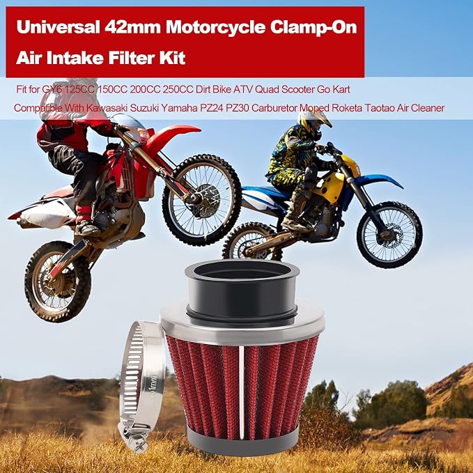 2PCS 42mm Universal Air Filter For GY6 125CC 150CC 200CC 250CC Dirt Bike ATV