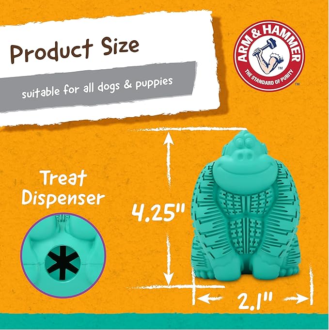 Arm & Hammer for Pets Chew Toy and Dentral Treats for Dogs | Bundle Includes 1 Gorilla Chew Toy and 20 Pc Peanut Butter Nubbies Flavor Dog Treats | Reduce Plaque & Tartar | Safe for Dogs up to 35 Lbs