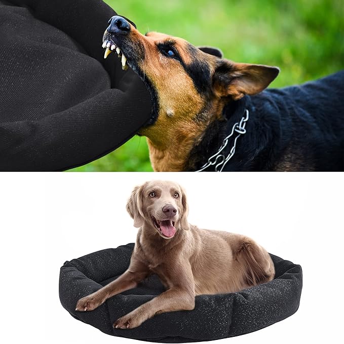HOMBYS Indestructible Chew Proof Dog Bed for Aggressive Chewers,Round Durable Pee Proof Tough Pet Bed for Large Dog,Black (20"x24"x5")