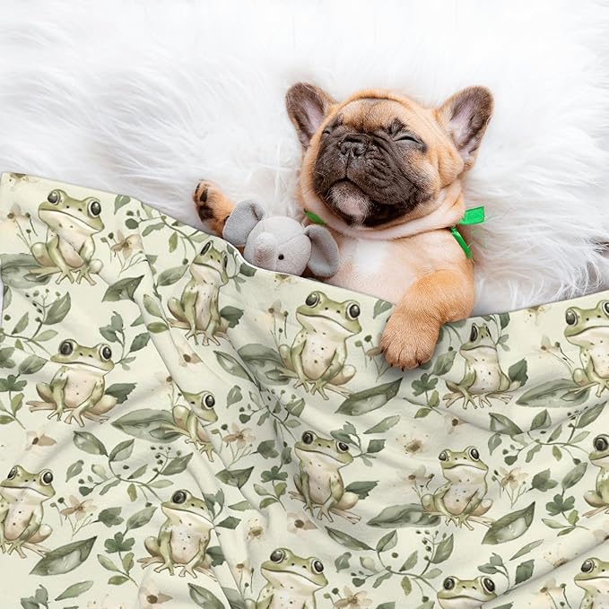Waterproof Dog Blanket Soft Pet Blanket for Puppy Cat, Fleece Cat Throw Blankets for Furniture Bed Couch Sofa Reversible - Cute Frog 3