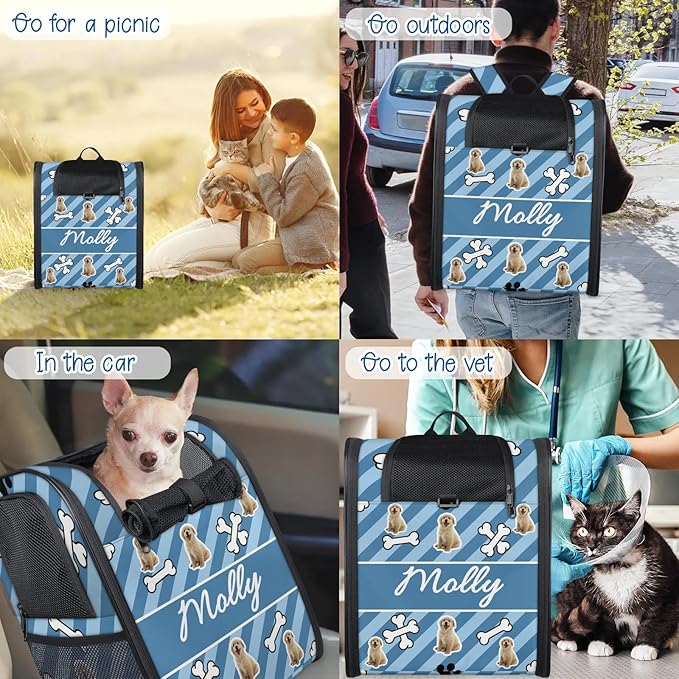 Cat Backpack Carrier-Customizable, Breathable Pet Carrier Backpack for Outdoor Travel/Vet Visits/Daily Use, Adjustable & Secure Design for Small Dogs and Cats Style12