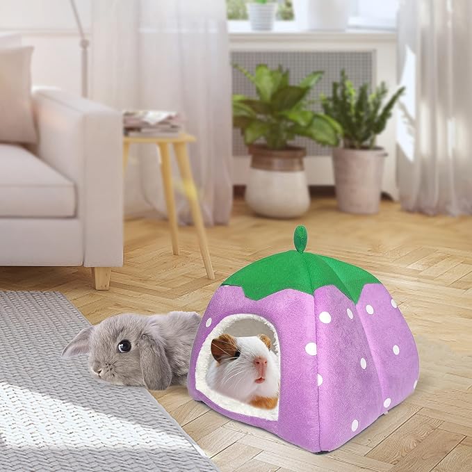 Guinea Pig Hideout Bed Dwarf Rabbit House Cave Accessories Cozy Hide-Out for Little Bunny Hedgehog Ferret Chinchilla&Other Small Animals