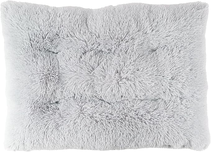 Washable Crate Beds for Medium Dogs Calming Sleeping Anti Anxiety,Fluffy Soft Cozy Comfortable Dog Crate Bed for Travel Car Truck Rectangle Kennel Cage（31x22x4.5 inches，Light Grey）