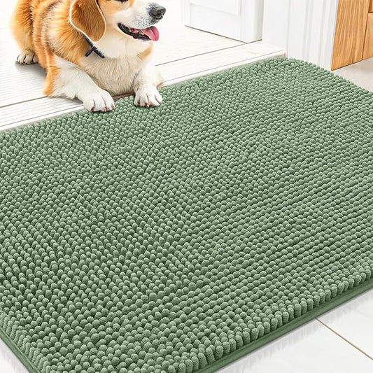 Smiry Dog Door Mat for Muddy Paws 30x20, Absorbent Dirt Trapper, Non-Slip