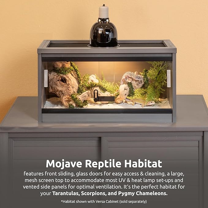 New Age Pet® ECOFLEX® Small 24" Reptile Enclosure, Glass Front Terrarium for Snakes, Lizards & Tortoises, in Maple or Grey, Easy to Clean, Front Access Design
