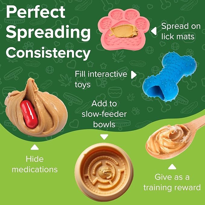 Natural Peanut Butter for Dogs Safe - 100% Healthy Dog Treats - No Sugar, Xylitol Free, Digestive Support - Puppy Dog Peanut Butter with Pumpkin 16 oz - Made in USA Premium Quality