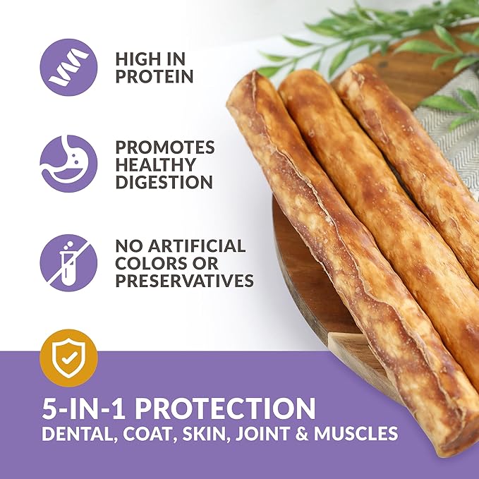 Wild Eats Collagen Chews - Stick Dog Treat for Medium & Large Dogs (10" 3ct, Real Duck) - Long Lasting, Rawhide Free, Low Fat, Grain Free Retriever Rolls