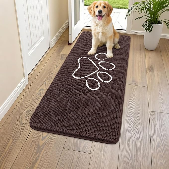 Smiry Dog Door Mat for Muddy Paws, Absorbent Dirt Trapper Non Slip Quick Dry