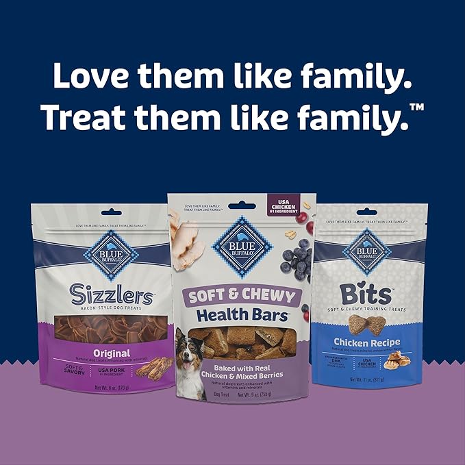 Blue Buffalo Soft & Chewy Health Bars, Baked with Real Chicken & Mixed Berries, Natural Dog Treats Enhanced with Vitamins and Minerals, 9 oz. Bag