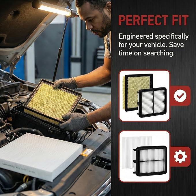 White Cabin Filter & Engine Air Filter Kit