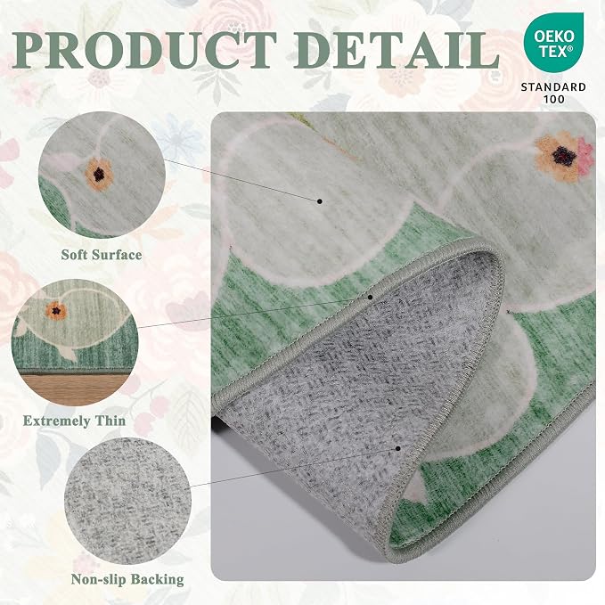 DUKINO 6x9 Area Rug, Floral Rugs
