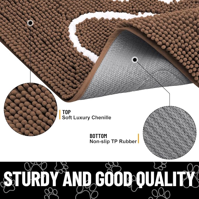 Smiry Dog Door Mat for Muddy Paws, Absorbent Dirt Trapper Non Slip Quick Dry