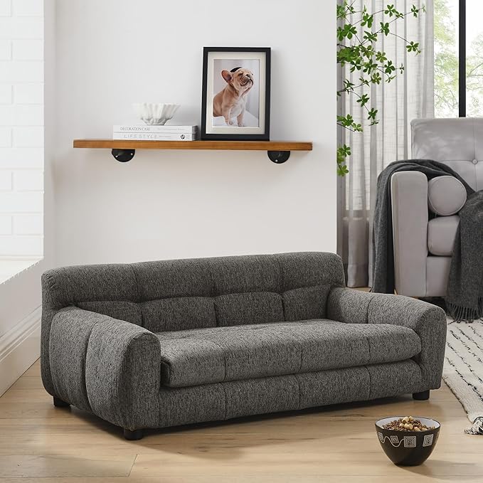 Human Dog Bed with Armrests & Backrest, Cave Dog Bed for Large Dogs, Comfortable Linen Upholstery, Short Sofa Legs for Easy Access, Durable, Stylish Camas para Perros, 38"x14.5"x22" (Dark Gray)