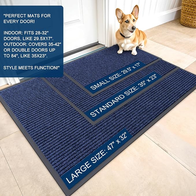 OLANLY Front Door Mat Indoor Outdoor Entrance, Waterproof Heavy Duty Doormat