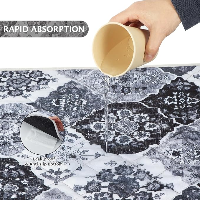 IEUUMLER Washable Pee Pads for Dogs, 2 Pack Reusable Pee Pads for Dogs Non-Slip Grip, Super Absorbent Waterproof Puppy Pads for Potty Training, Playpen, Crate, Whelping Box EU011 Black Grey, 48x48