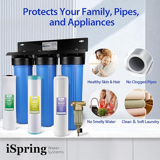iSpring Whole House Water Filter System w/Spin Down Sediment Filter,