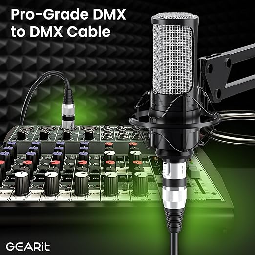 GEARit DMX to DMX Stage Lighting Cable (50 Feet, 2-Pack) DMX Male to Female (XLR Compatible) 3-Pin Balanced Shielded for DJ LED Moving Head Par Light, Mic Mixer, Recording Studio, Podcast - 50ft