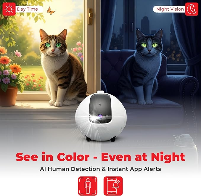 1440P Robot Dog Camera for Pets – Smart Rolling Pet Camera on Wheels with 10,000mAh Battery, 6 AI Modes, Two-Way Talk, 360° Patrol, Full-Color Night Vision, 256GB Support