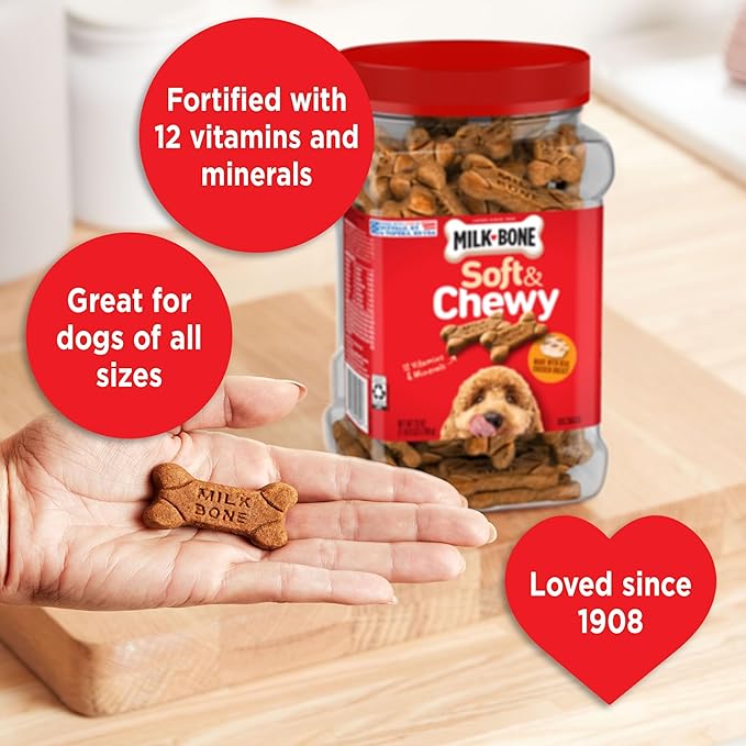 Milk-Bone Soft & Chewy Chicken Recipe Dog Treats, 25 Ounces (1 Count) (Pack of 2)