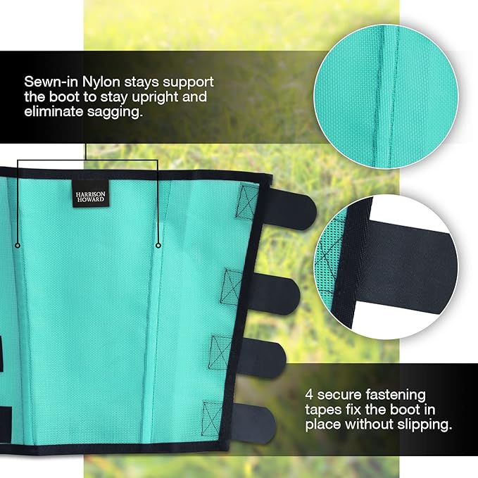 Harrison Howard Loose Fitting Fly Boots UV-Protective Extra Tough Mesh Ventilated Four Fasteners Stay-on Design Protect Horse Legs & Stomp-Reducing Set of 4 Mint Yearling