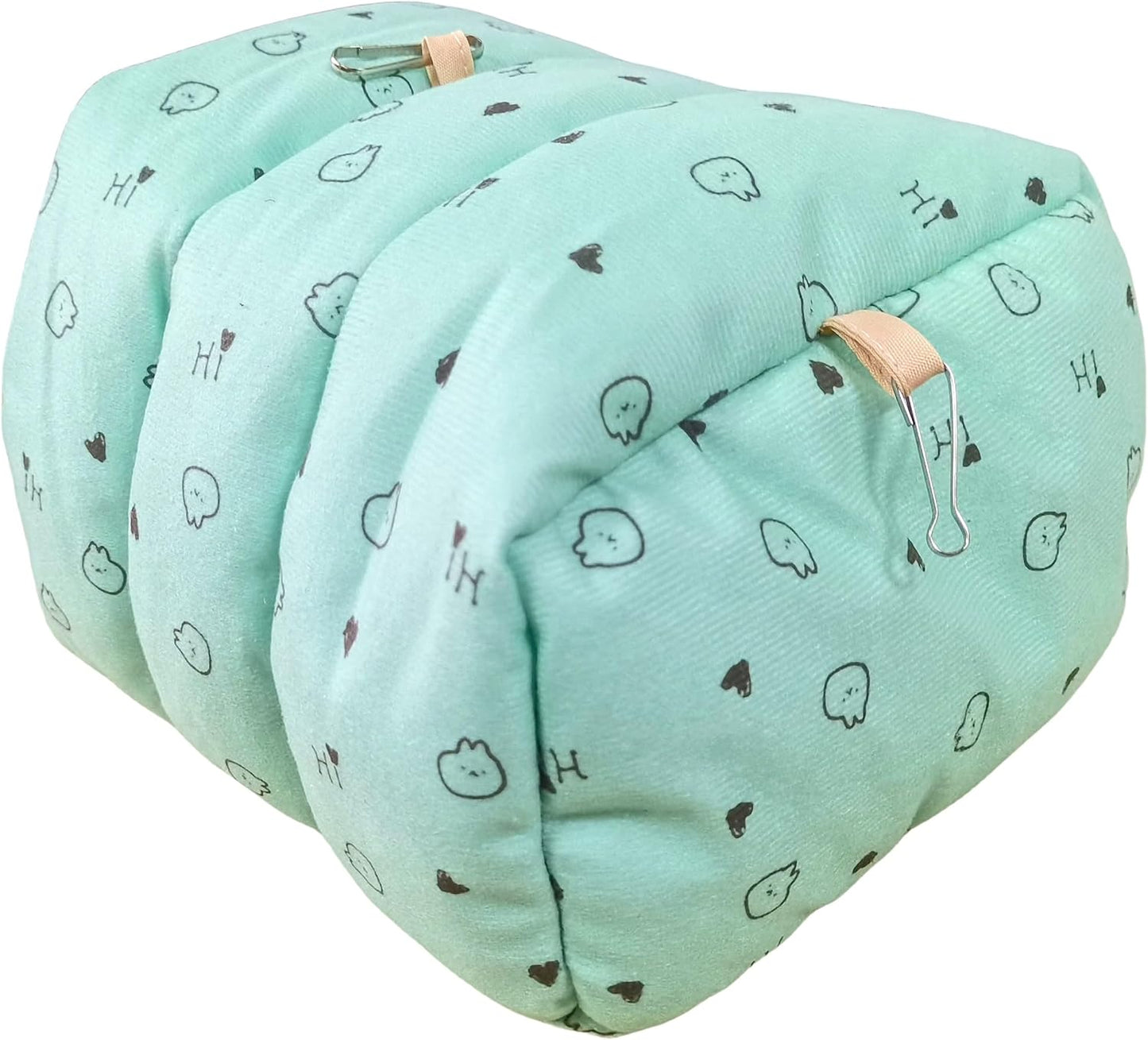 WOWOWMEOW Guinea Pigs Bed,Hamster Bed,Soft Sleep Mat Pad and Warm Cave for Rats,Rabbit,Chinchillas,Hedgehog,Squirrel and Other Small Animals (M, Heart-Green)