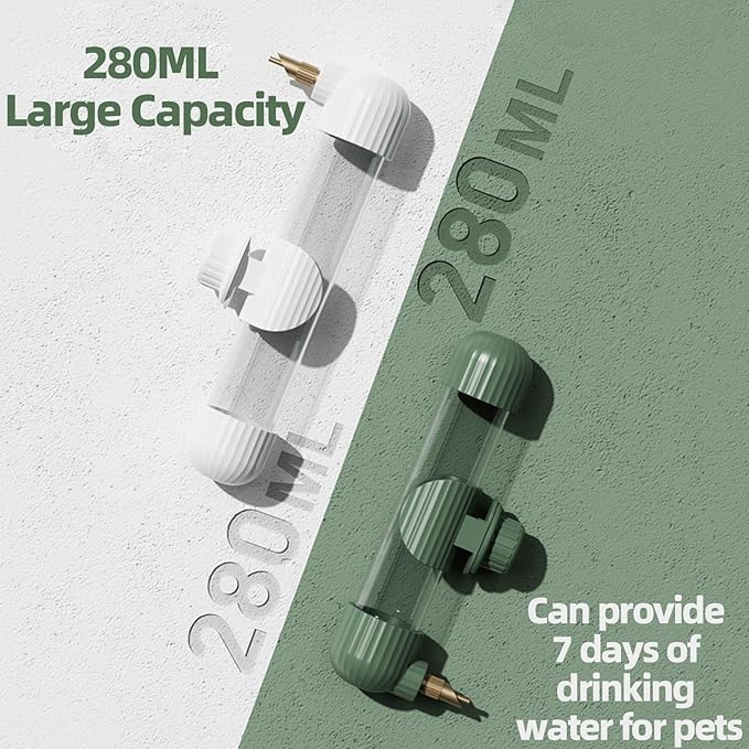 9.4 Fl Oz Bird Water Feeder No Mess Bird Cage Suspended Automatic Water Dispenser Parakeet Cockatiel Finch Lovebirds Budgies Canary (Green, 9.4 fl oz (280ml))
