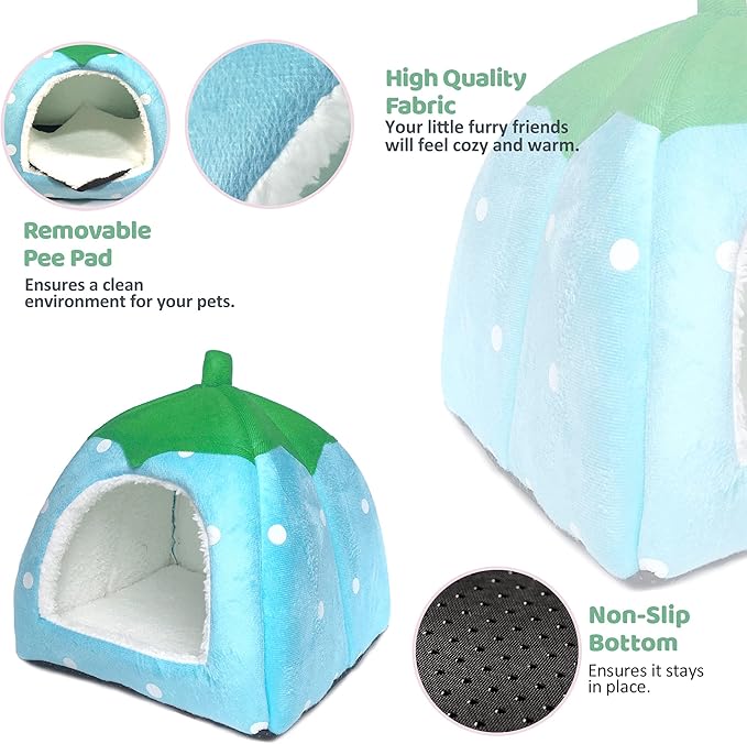 Guinea Pig Hideout Bed Dwarf Rabbit House Cave Accessories Cozy Hide-Out for Little Bunny Hedgehog Ferret Chinchilla&Other Small Animals