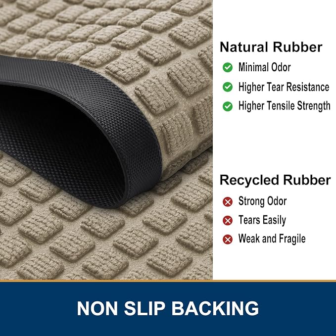 Smiry Front Door Mat Outside Entrance, Heavy Duty Natural Rubber Doormat