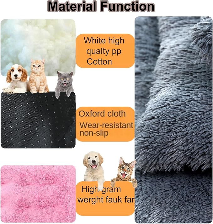 Dog Crate Mat, Dog Bed for Large Dogs, Comfy Fluffy Kennel Pad Anti-Slip for Dog beds & Furniture, Quilted Dog Bed for Pets for Medium/Small Dogs Cats (Color : Pink 3, Size : 30x21)