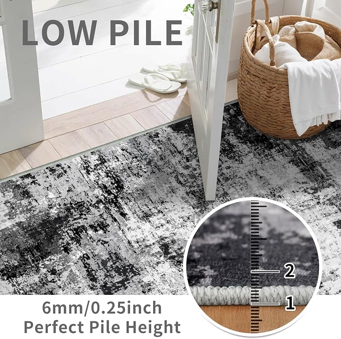 2x8 Washable Runner Rugs for Hallway: Easy-to-Clean Abstract Runners for