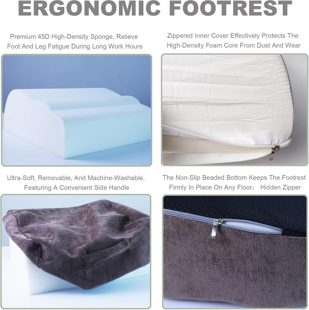 Foot Rest Under Desk for Office, Ergonomic Footrest, 2 Height Levels, Rocking Foot Stool Under Desk, Comfortable Foam Desk Foot Rest for Home Office, Gaming and Work (Charcoal Gray)