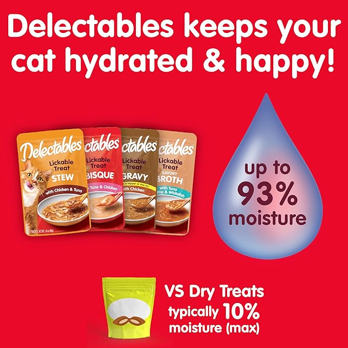Hartz Delectables Stew Chicken & Tuna Lickable Wet Cat Treats, 30 Count
