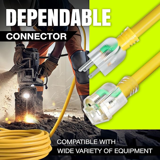 50ft Outdoor/Indoor Extension Cord 10/3 Gauge Ultra Heavy Duty 3 Prong SJTW, Waterproof, ETL Listed, Flexible Cold-Resistant Long Power Cord,15A 125V 1875W, Orange by LifeSupplyUSA