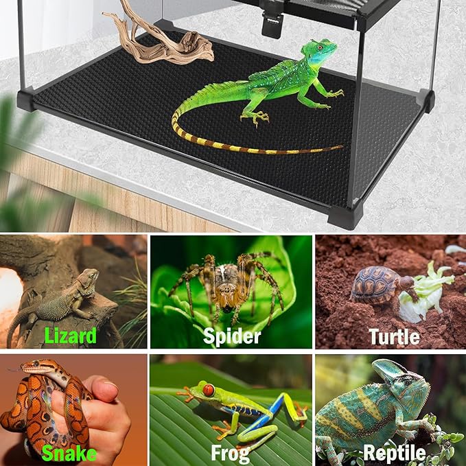 KABASI Reptile Substrate Liner Terrarium Carpet, Bearded Dragon Tank Accessories, Non-Adhesive Reptile Carpet Reptile Flooring Mat Bedding for Leopard Gecko, Snake, Lizard, Tortoise, 17.7x78.7 inch