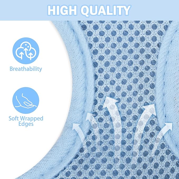 SCENEREAL Puppy Dog Harness with Leash Set for Small Medium Sized Dogs, Soft Mesh Pet Harnesses and Leash, No Chock Plaid Adjustable No Pull Vest for Dogs Cats, Chihuahua,Bulldog (Blue S)