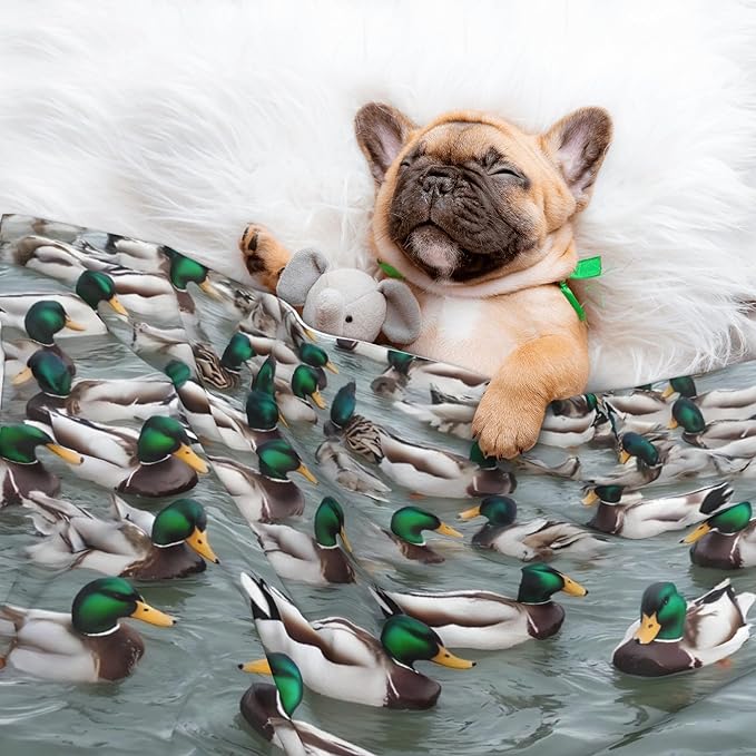 Waterproof Dog Blanket Soft Pet Blanket for Puppy Cat, Fleece Cat Throw Blankets for Furniture Bed Couch Sofa Reversible - Mallard Ducks Swimming
