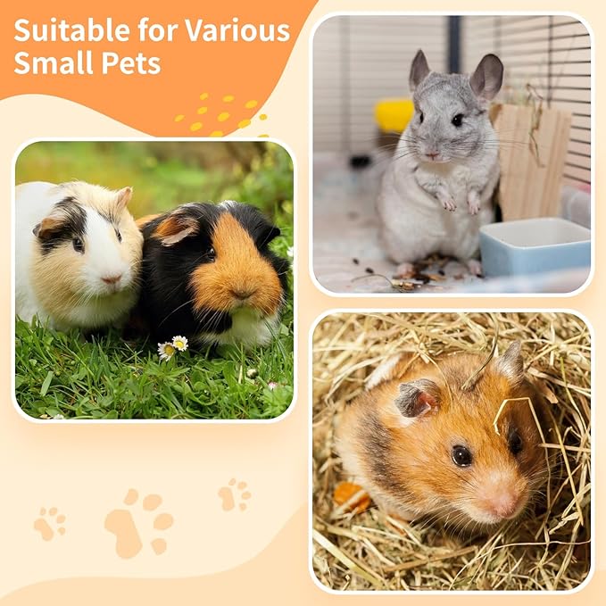Large Wooden Guinea Pig Hideout, 2-tier Guinea Pig House with Non-slip Stairs, Small Animal Cage House, Cushioned Pads Included, Pet Habitat for Hamster Playing, Hiding